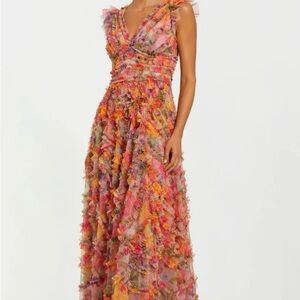 Mac Duggal Colorful Ruffled Maxi Dress